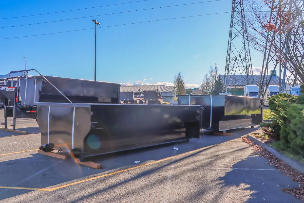 Roll-off dumpster ready for waste disposal at job site for 3 Yard Dumpster Rental in Poteau
